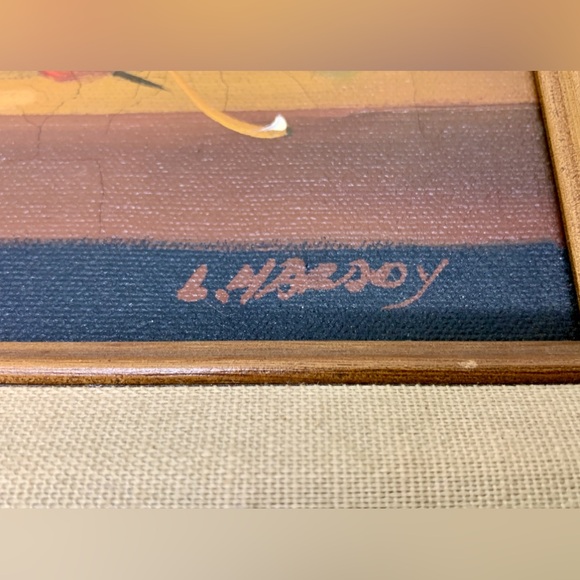 Vtg Original Oil on Canvas Wooden Framed L Habady Still Life Painting - Picture 5 of 13